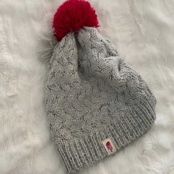 The North Face Gray Knit Beanie Tassels & Pom-Pom - Picture 5 of 6